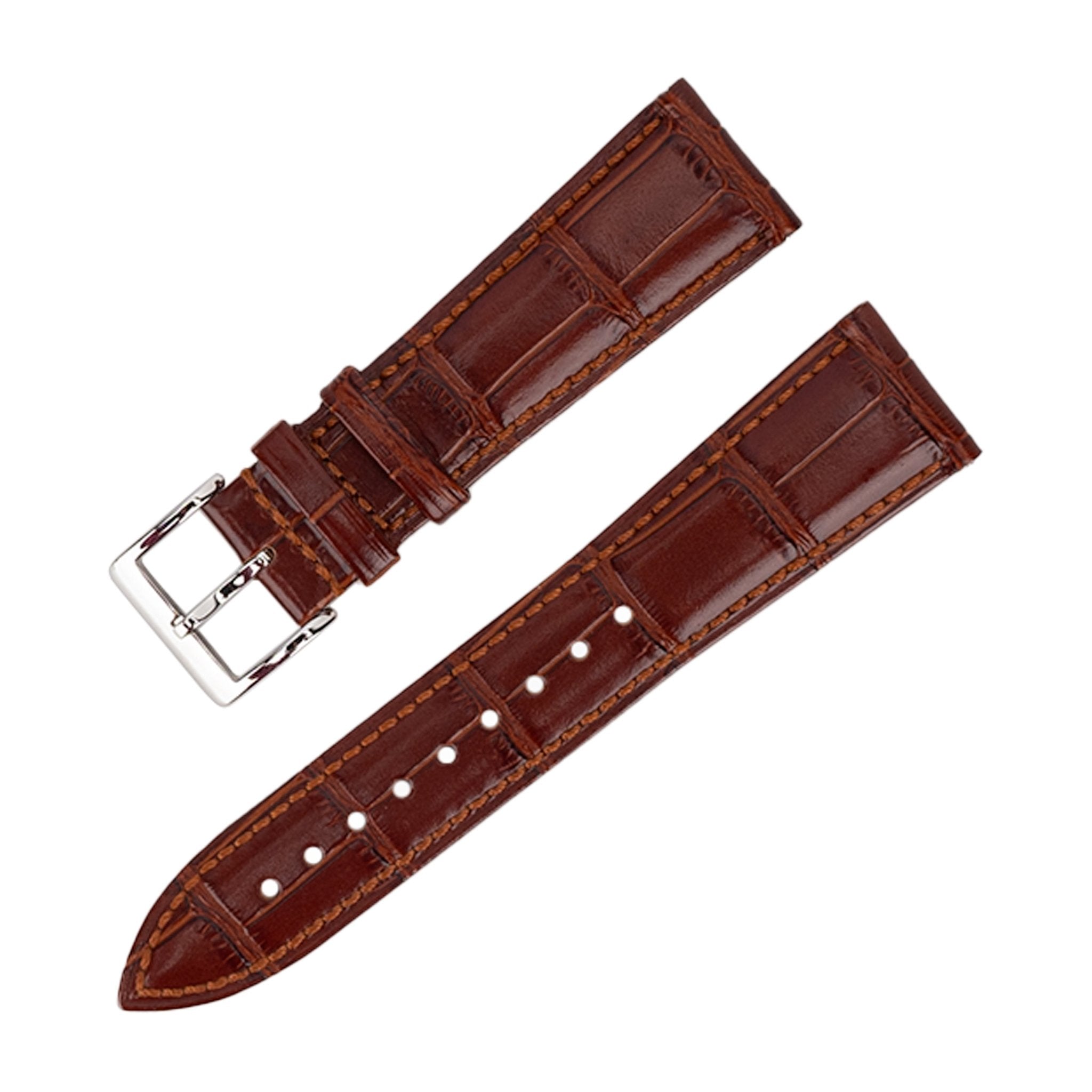 Bracelet De Montre Dame En Croco Marron - Largeur 15mm - Occasion